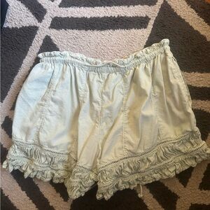Free People Cream Ruffle High Waist Shorts